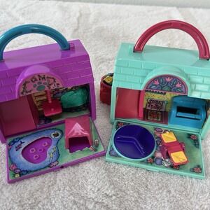 2 Vintage 1995 Pound Puppies Hideaway Mini Carry & Go Playset Galoob NO PUPS